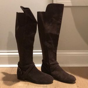 Brown suede over the knee boots
